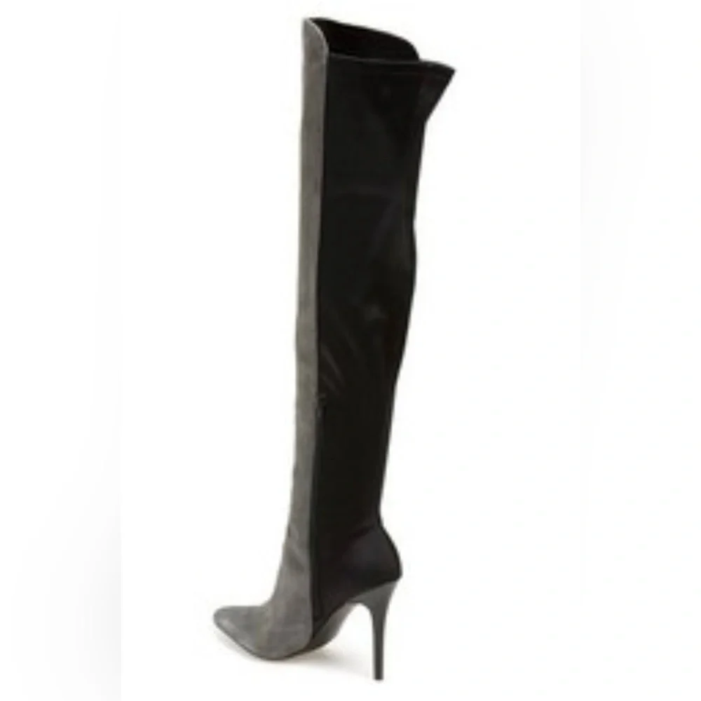 Charles David | Grey Suede & Black‎ Neoprene Over-the-Knee Boots, 8